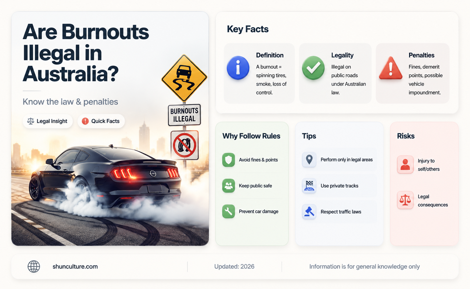 are burnouts illegal in australia