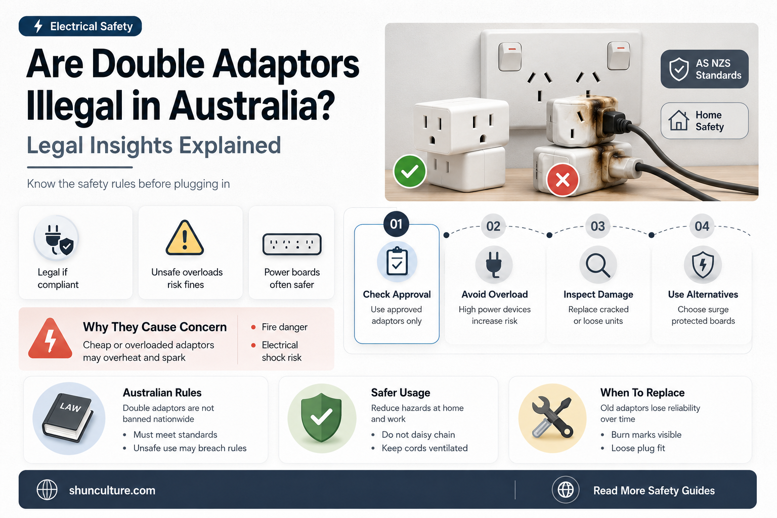 are double adaptors illegal in australia
