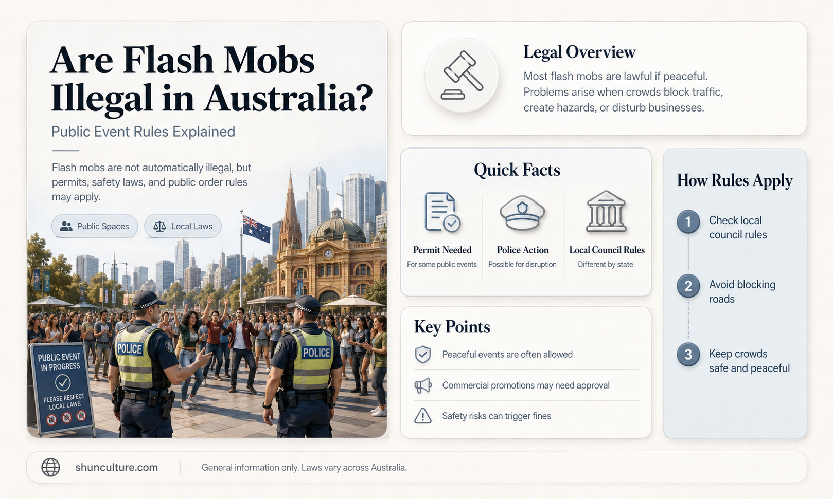 are flash mobs illegal in australia