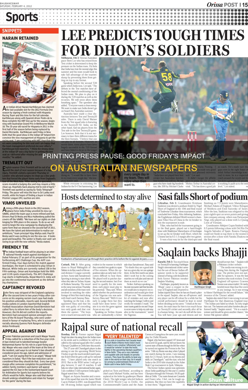 are newspapers printed on good friday in australia
