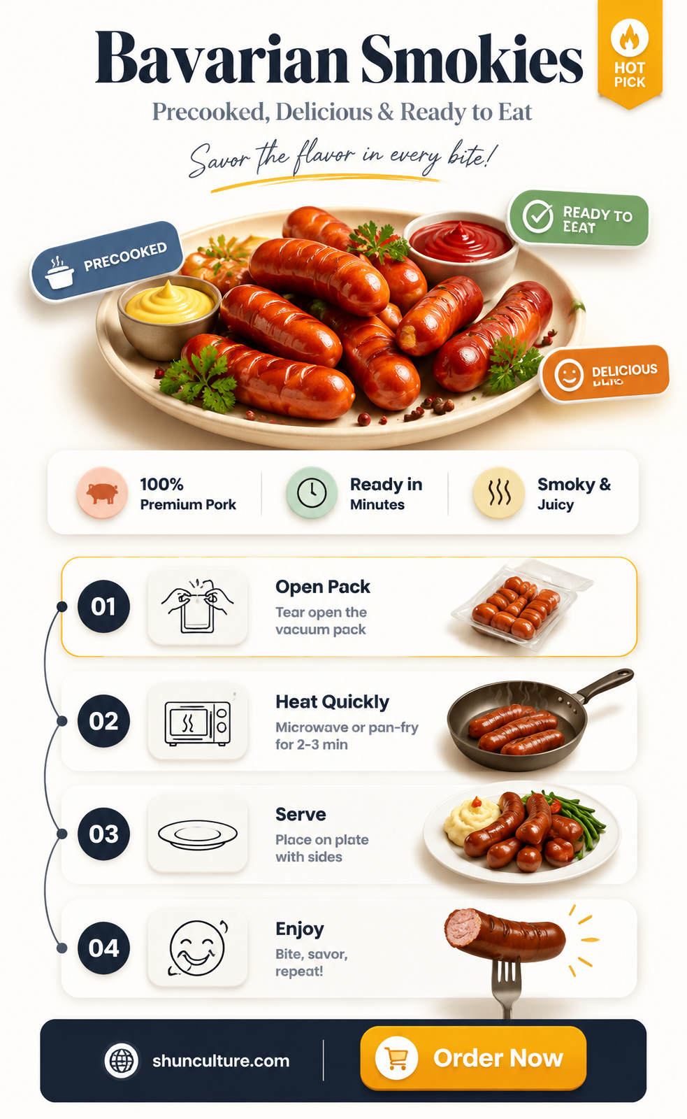 are bavarian smokies precooked