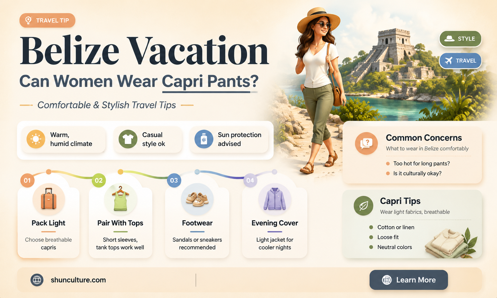 are capris for woman appropriate to wear to belize