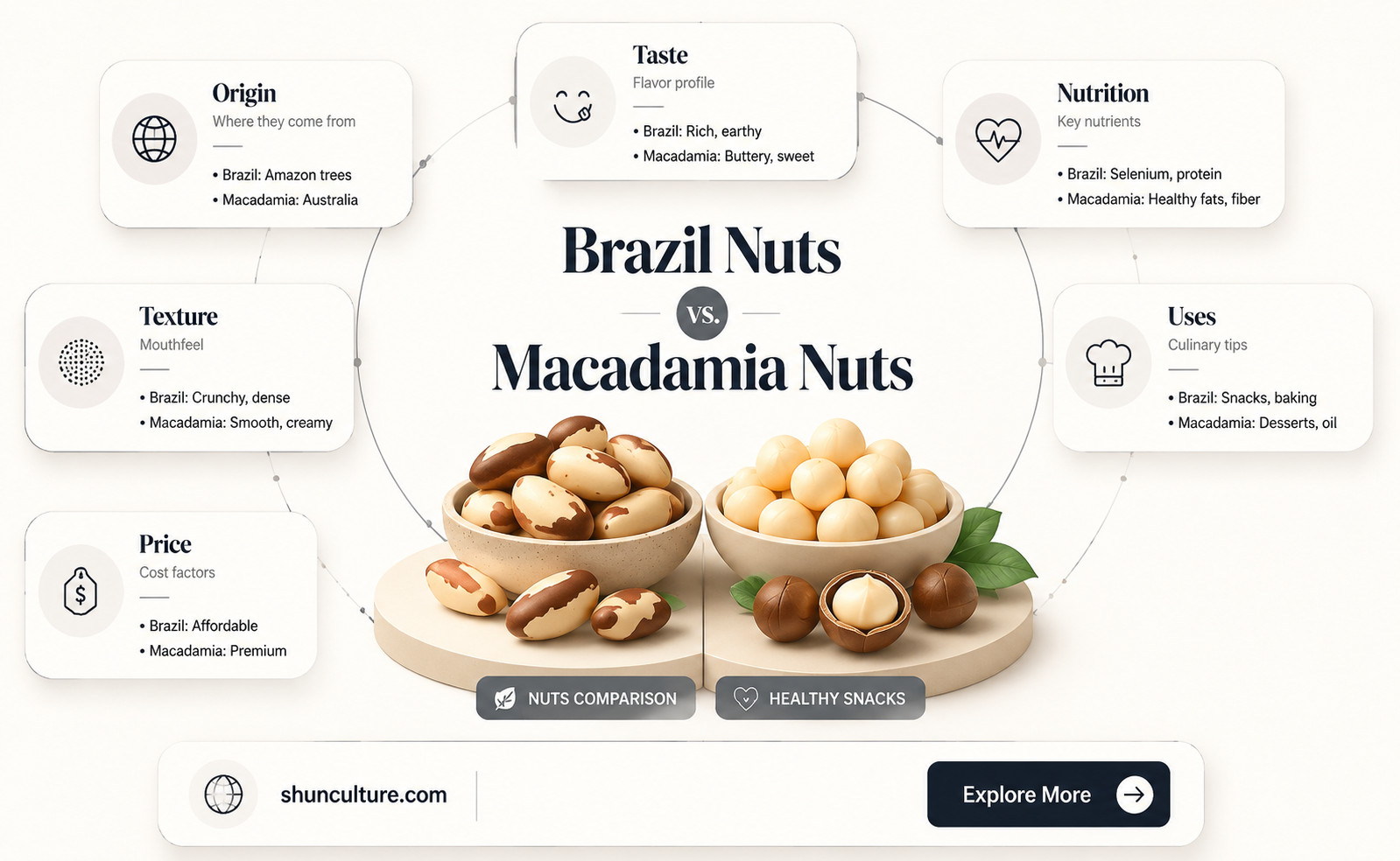 are brazil nuts and macadamia nuts the same