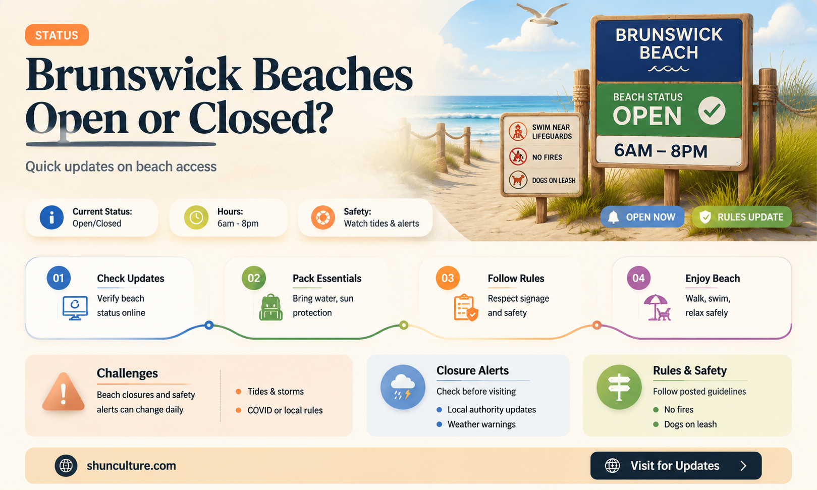 are brunswick beaches open