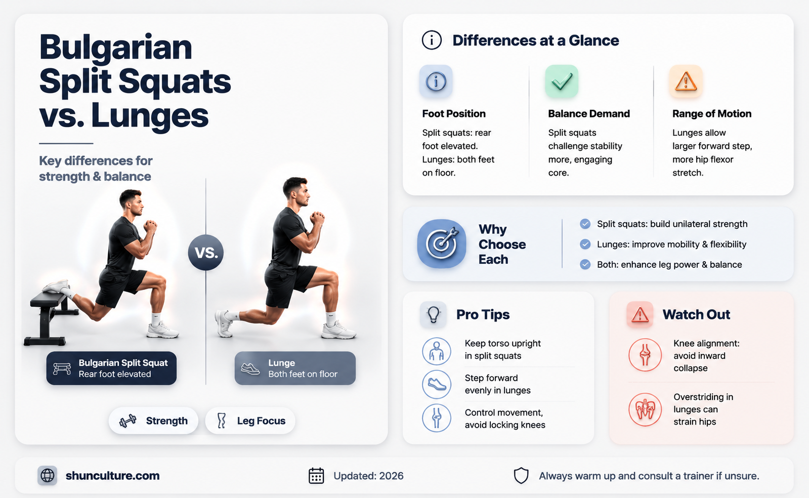 are bulgarian split squats and lunges the same