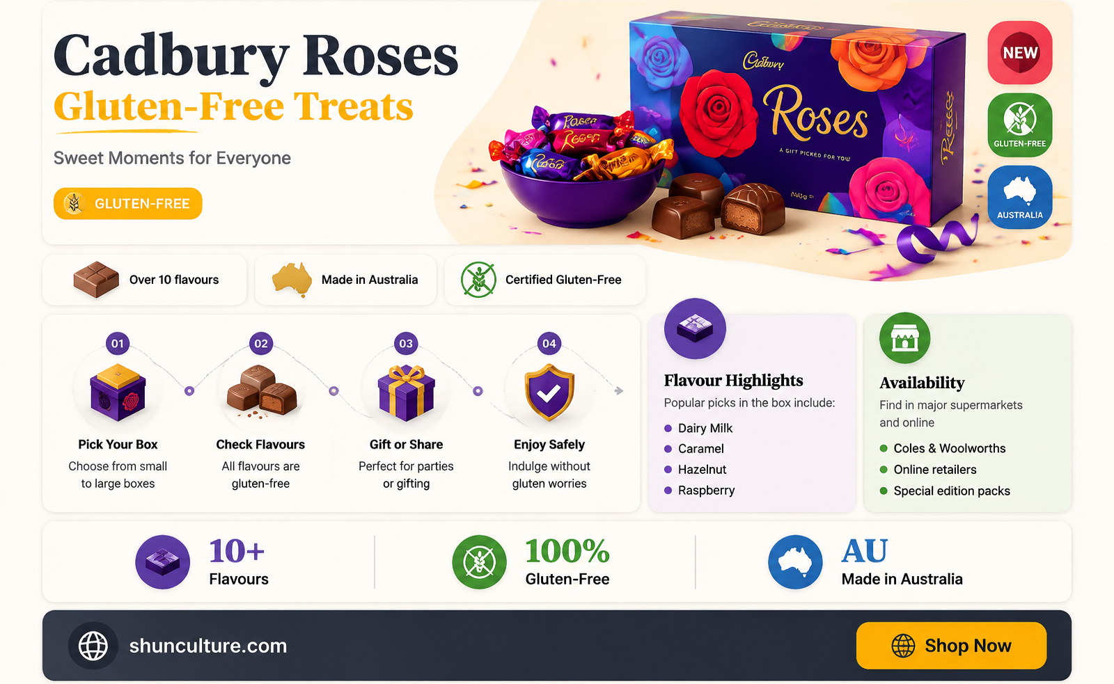 are cadbury roses gluten free australia