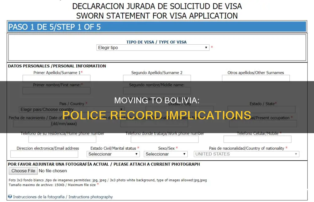 can I move to live bolivia with a police record