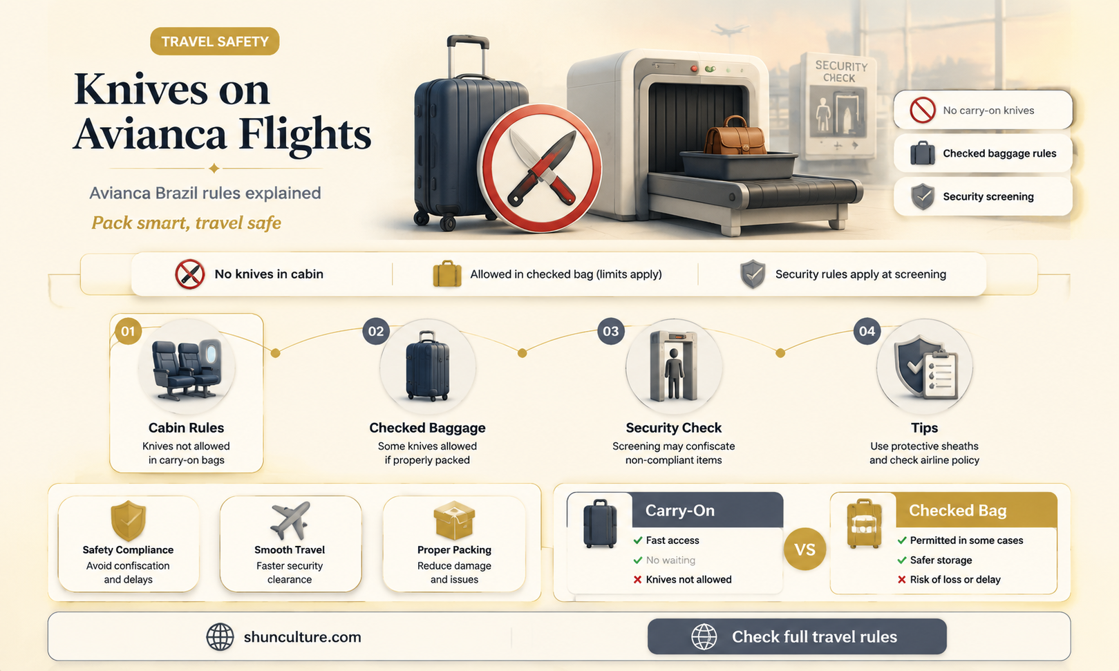 are knives allowed on avianica brazil flights