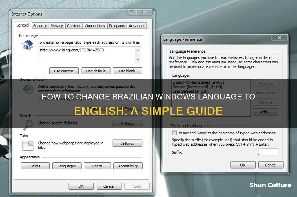 can you change brazil windows to englishh