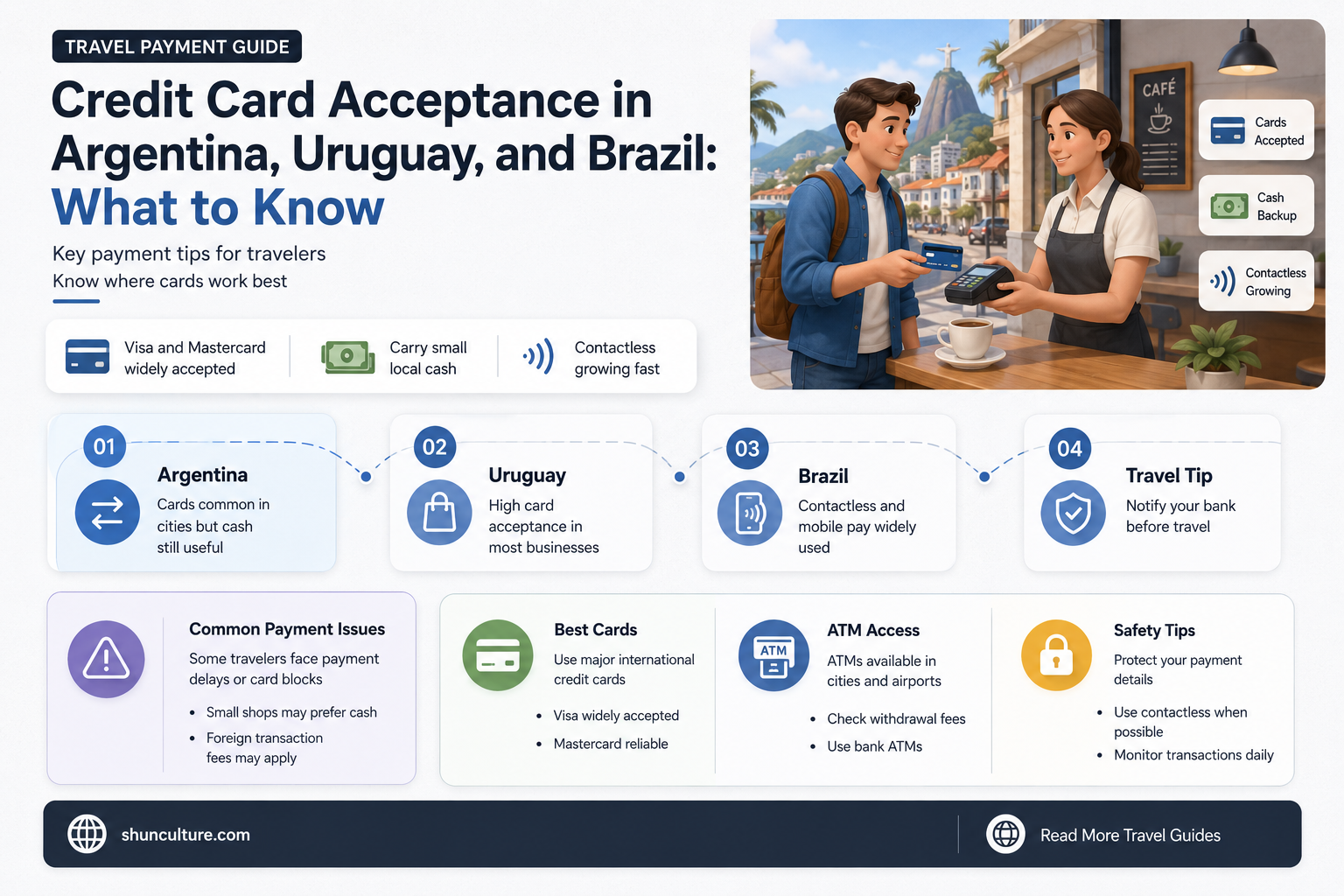 are credit cards acceptable in argentina uruguay and brazil