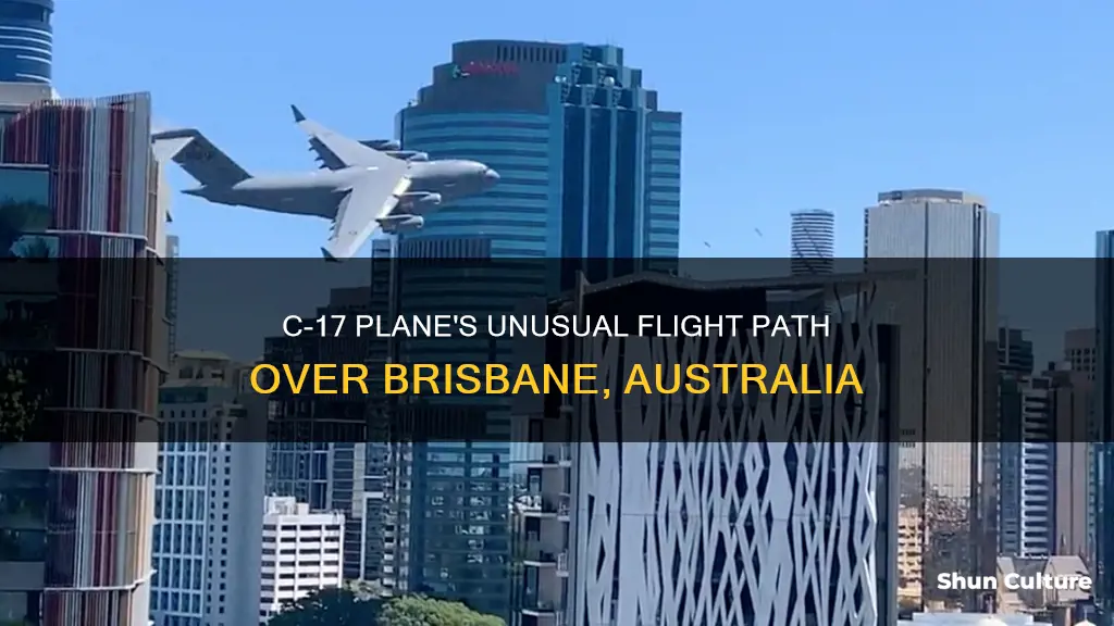 did a c-17 plane fly through downtown brisbane australia