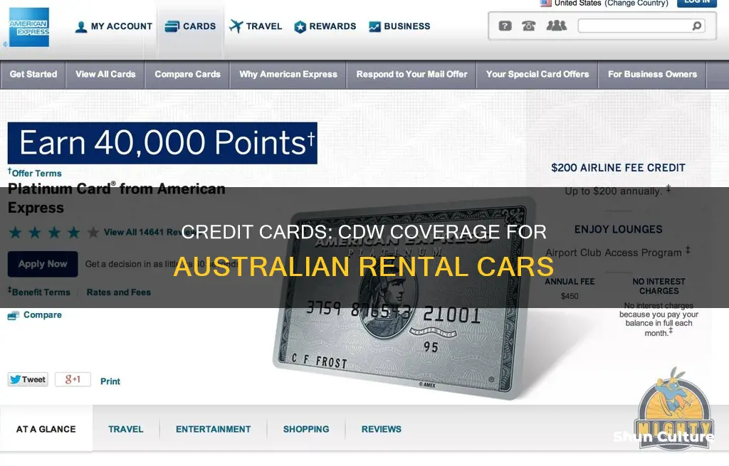 do american credit cards cover cdw for australian rental cars