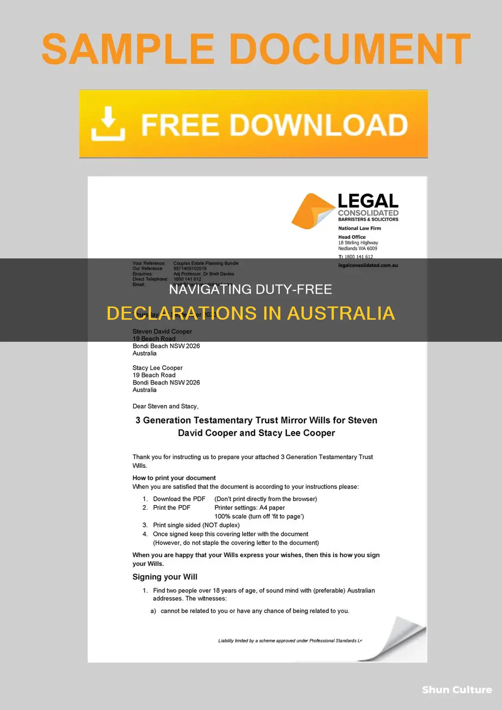 do you declare duty free items australia