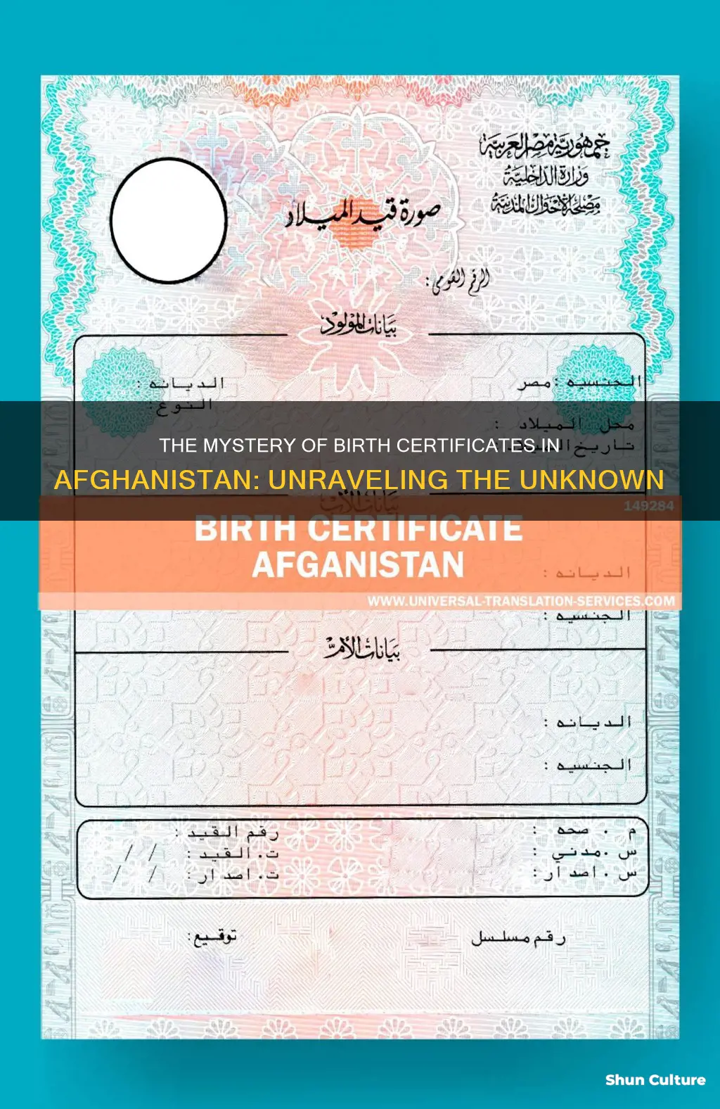 does afghanistan have birth certificates