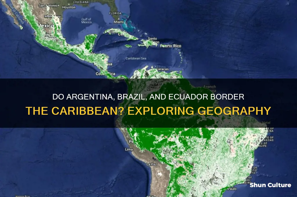 does argentina brazil and ecuador border the caribbean