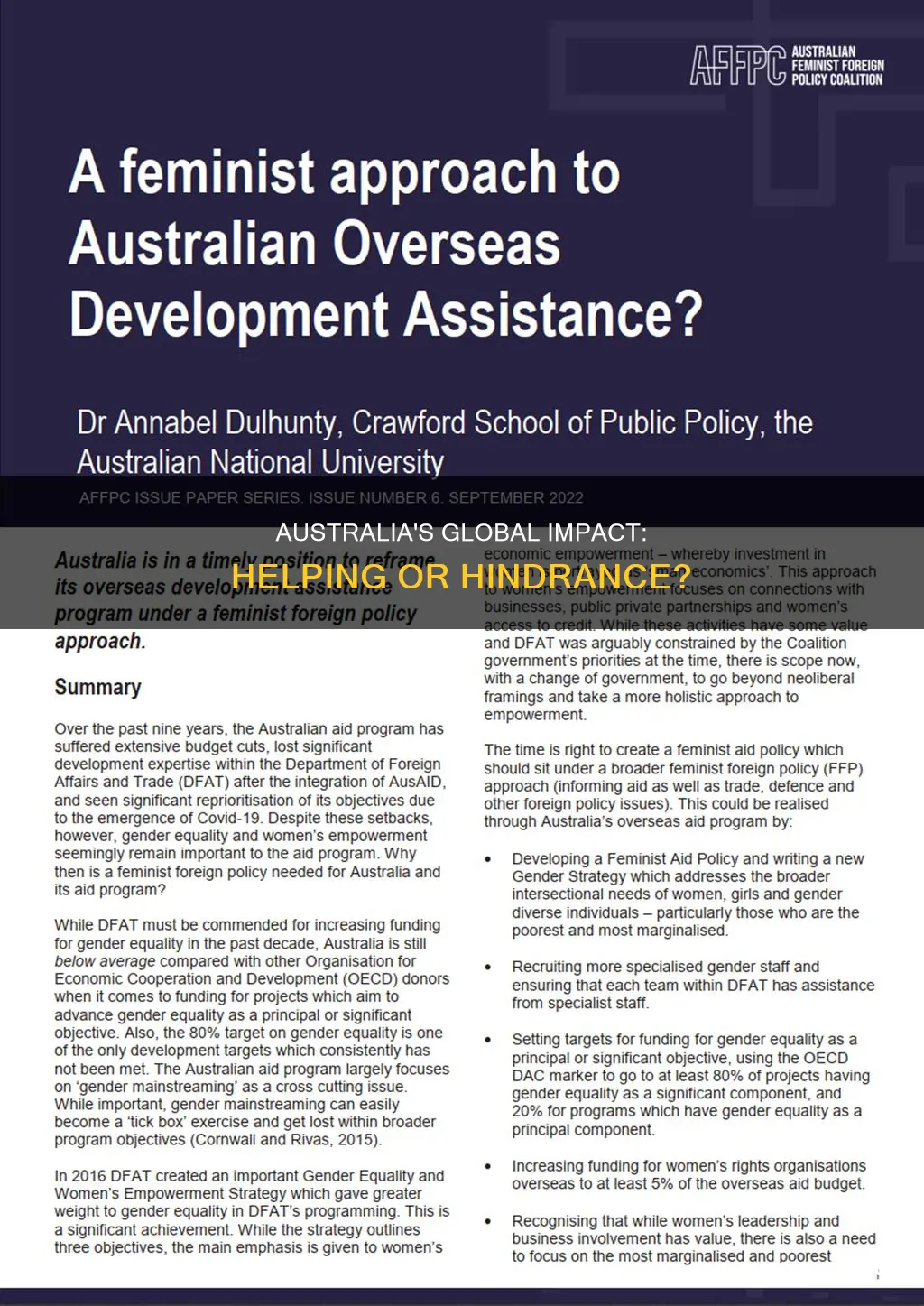 does australia help other countries