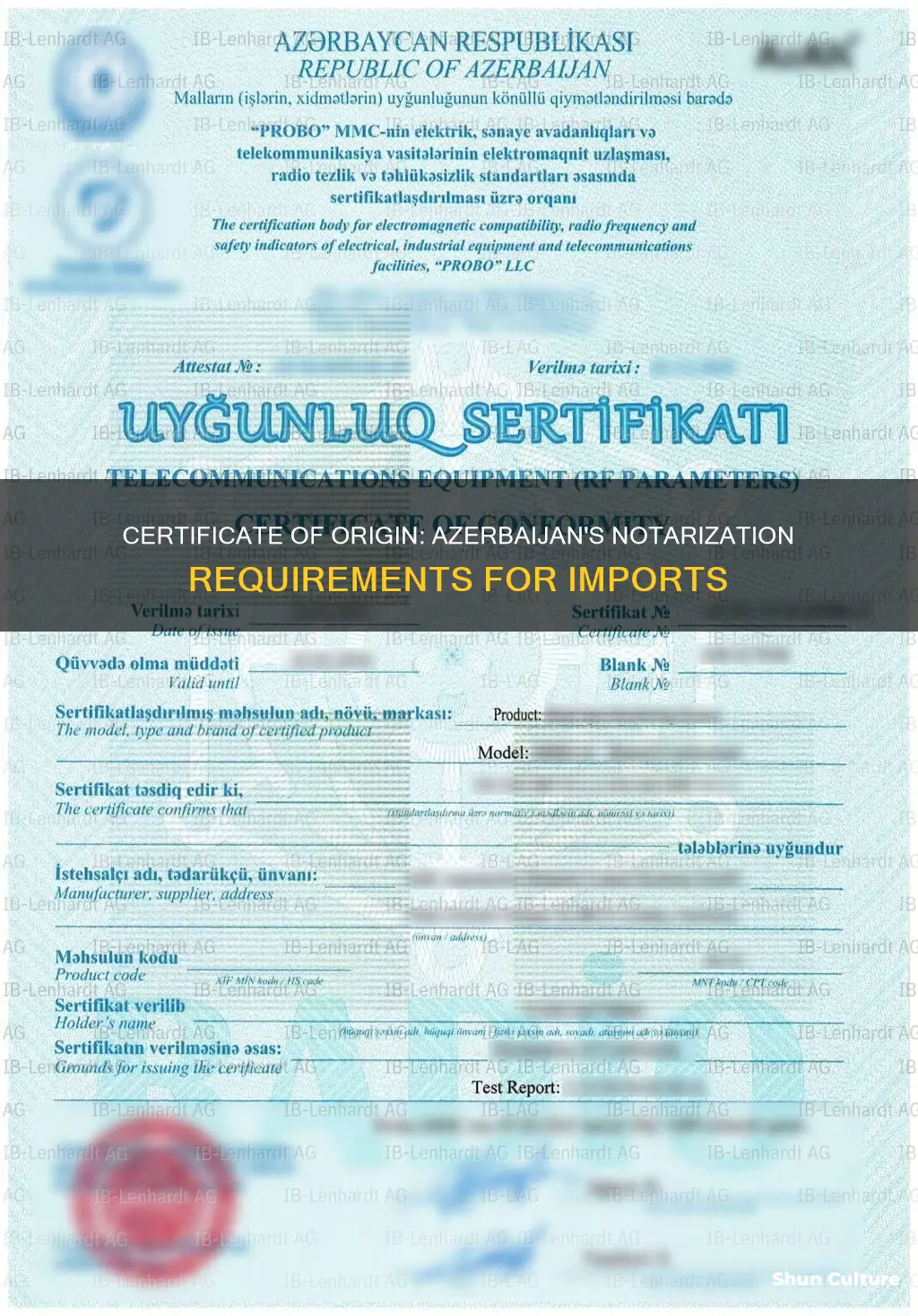 does azerbaijan require imported goods certificate of origin notarized