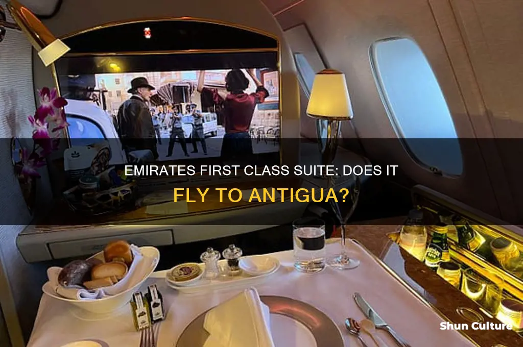 does emirates first class suite fly to antigua