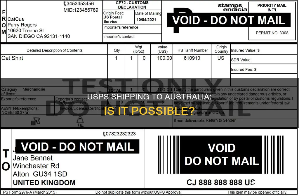 does the usps ship to australia