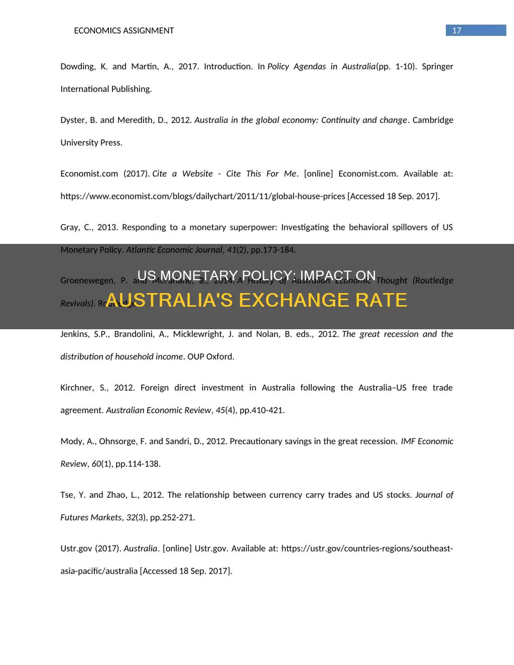 does us monetary policy affect australia