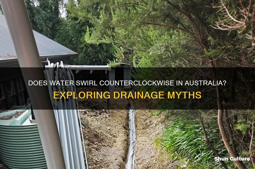 does water go counterclockwise australia