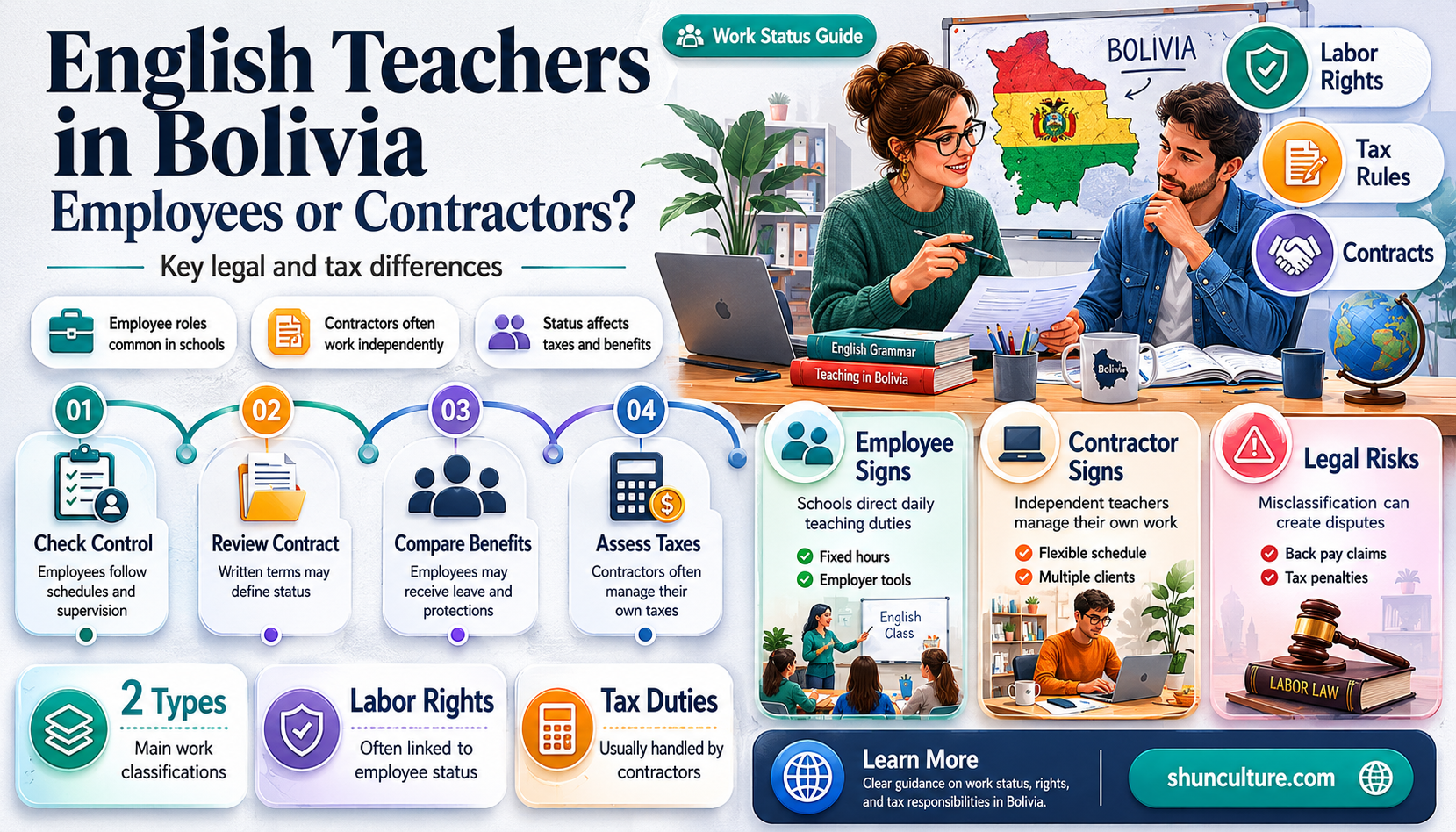 are english teachers employees in bolivia