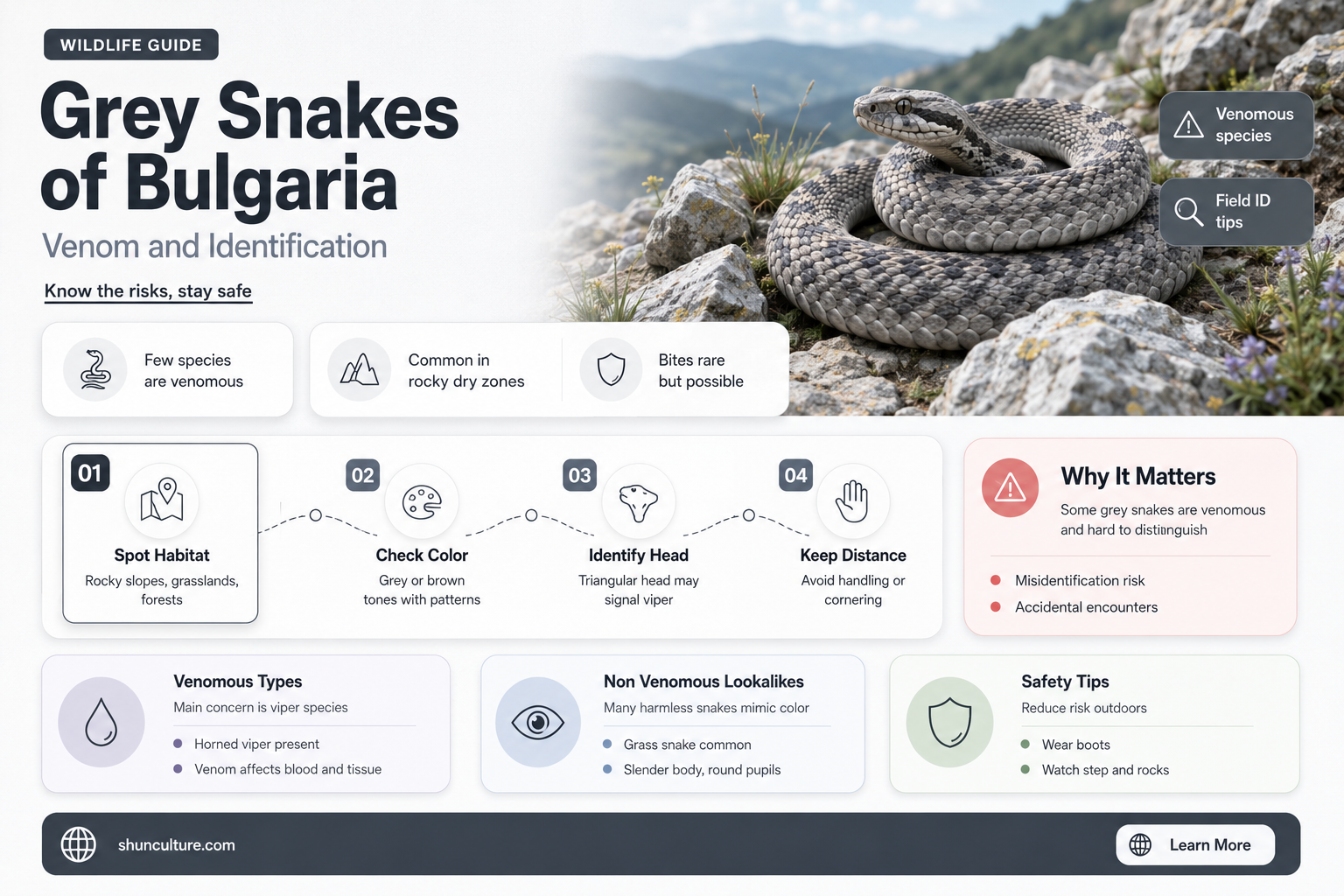 are grey snakes poisnous in bulgaria