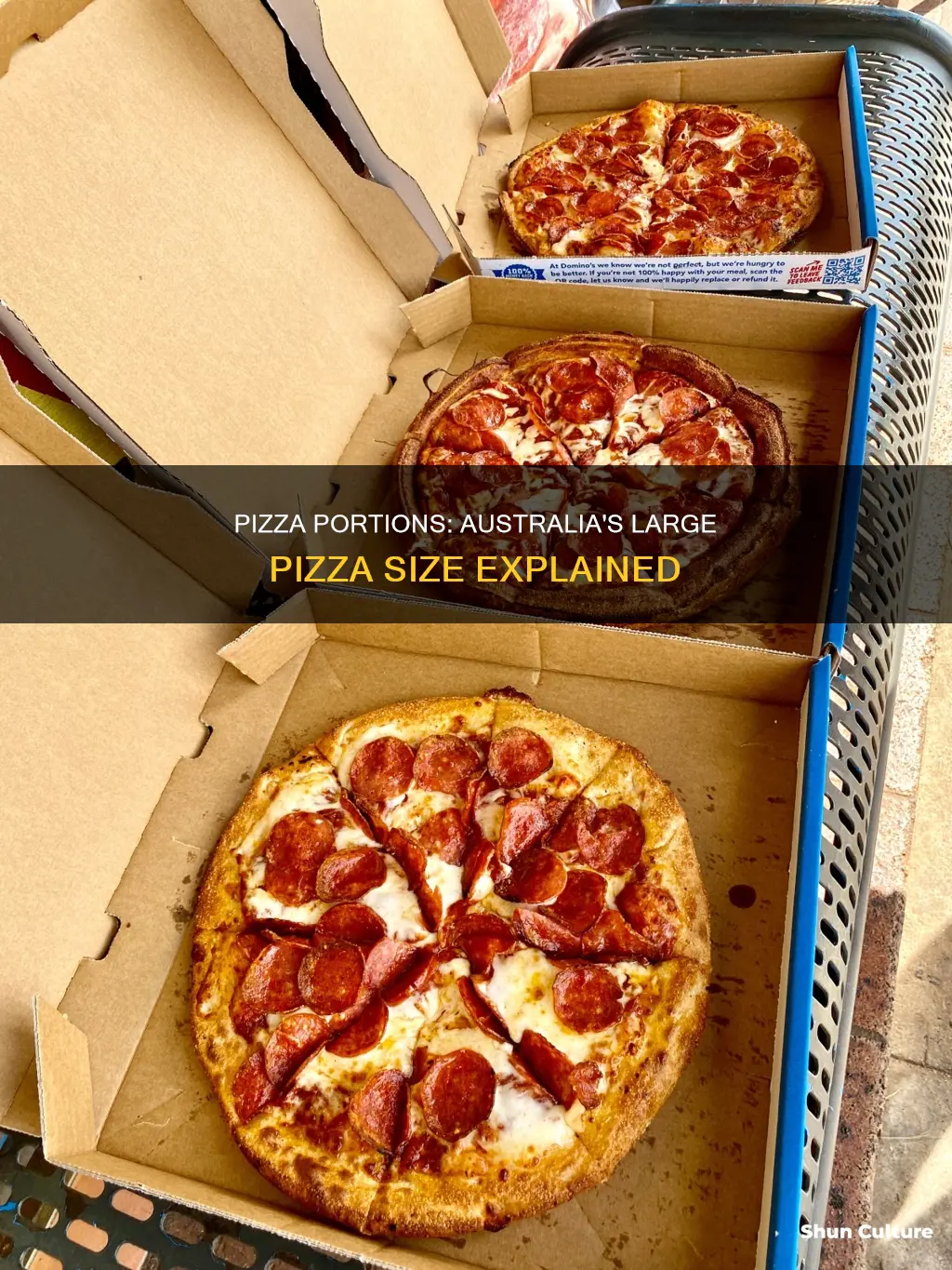 how big is a large pizza in australia