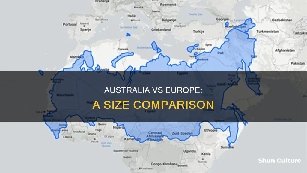 how big is australia compared to europe map