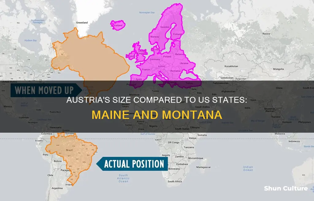 how big is austria compared to maine and montana