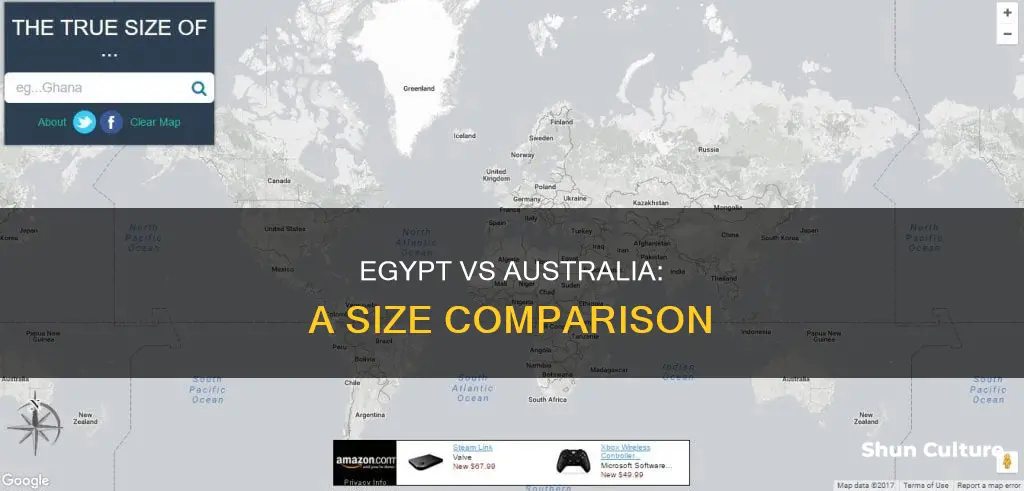 how big is egypt compared to australia