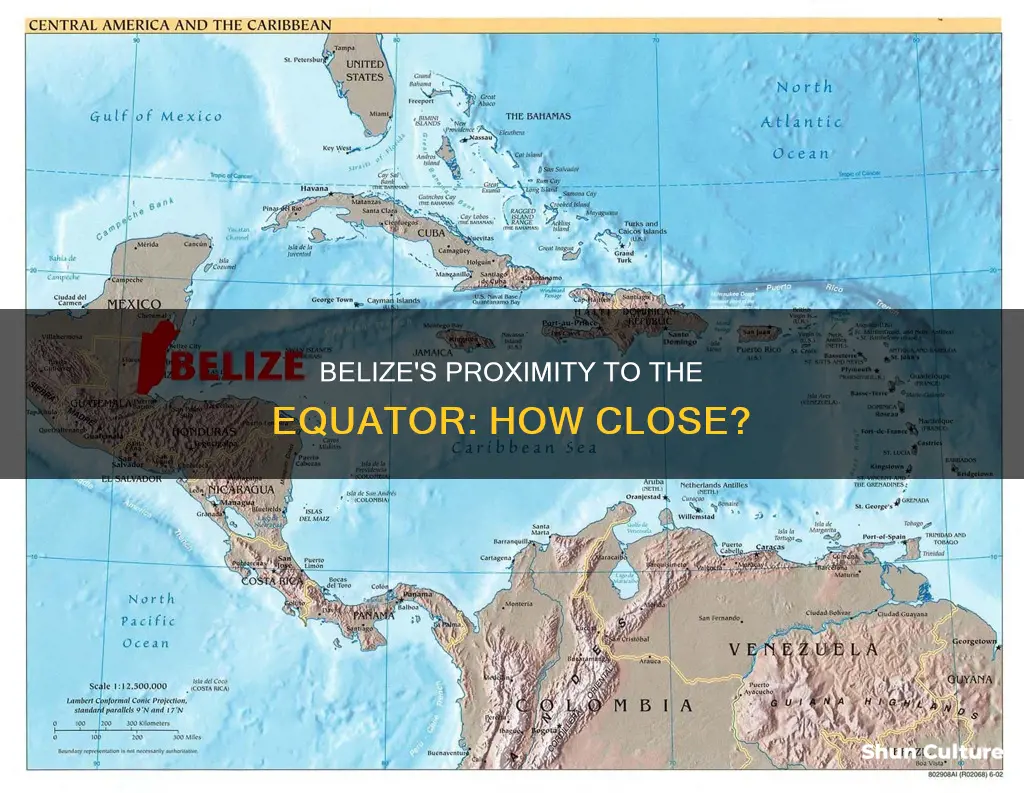 how close is belize to the equator