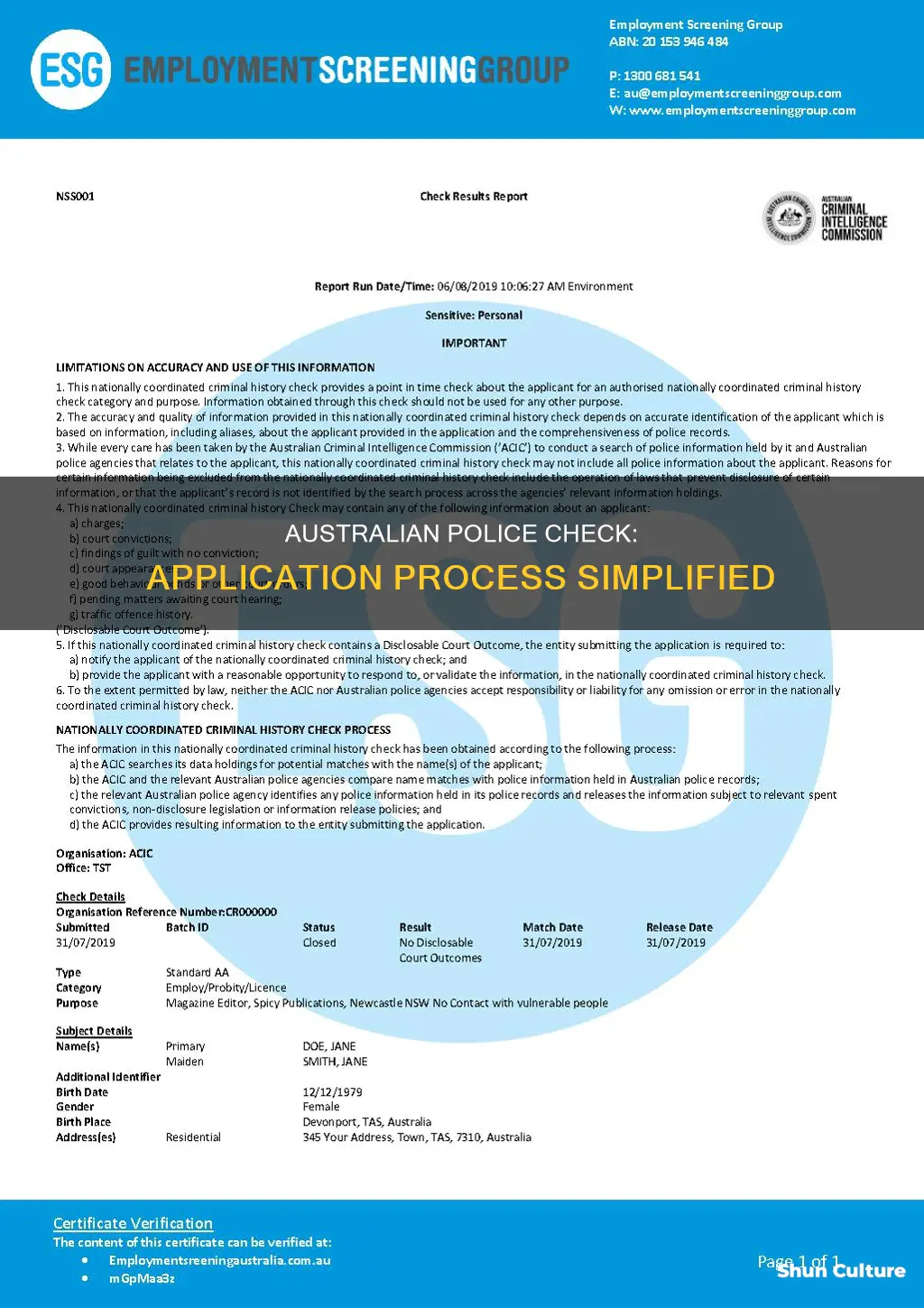 how do I apply for an australian police check