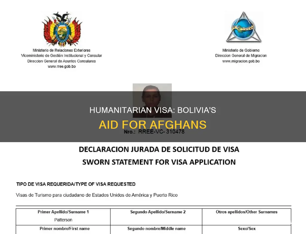 how do I apply for bolivia humanitarian visa for afghanistan