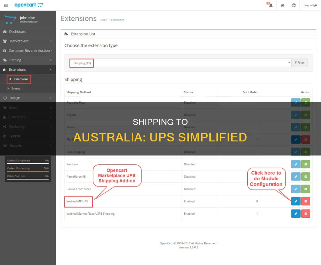 how do I ship ups to australia