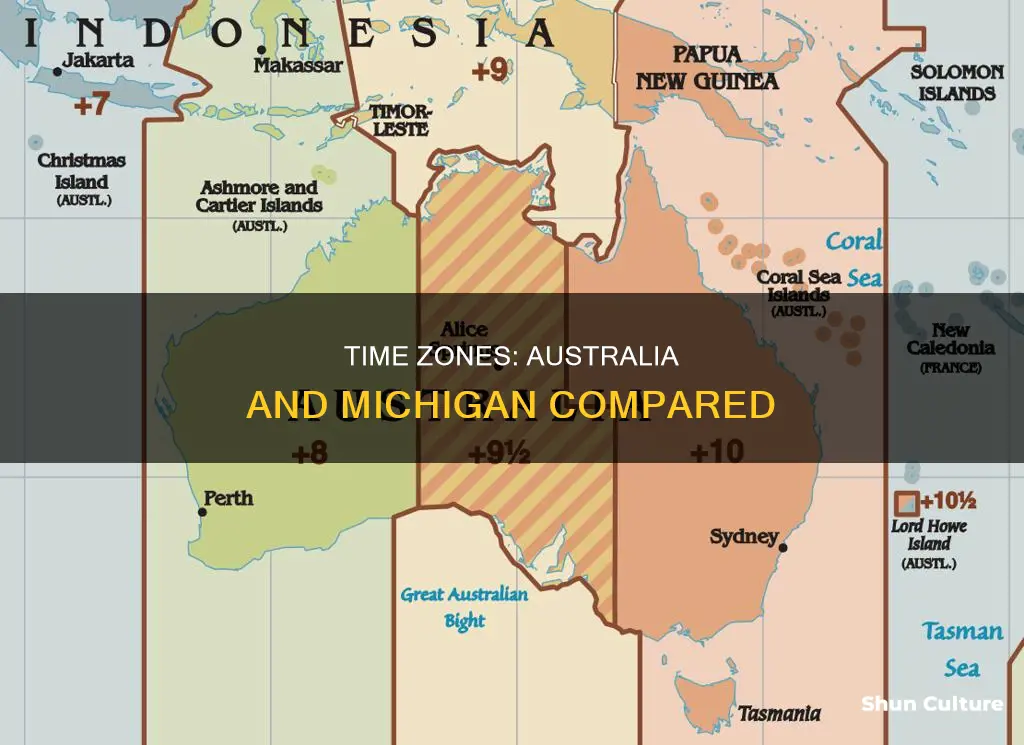 how far ahead is australia from michigan timezone
