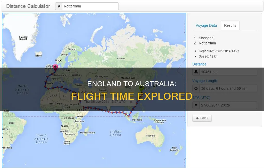 how far away is australia from england in hours