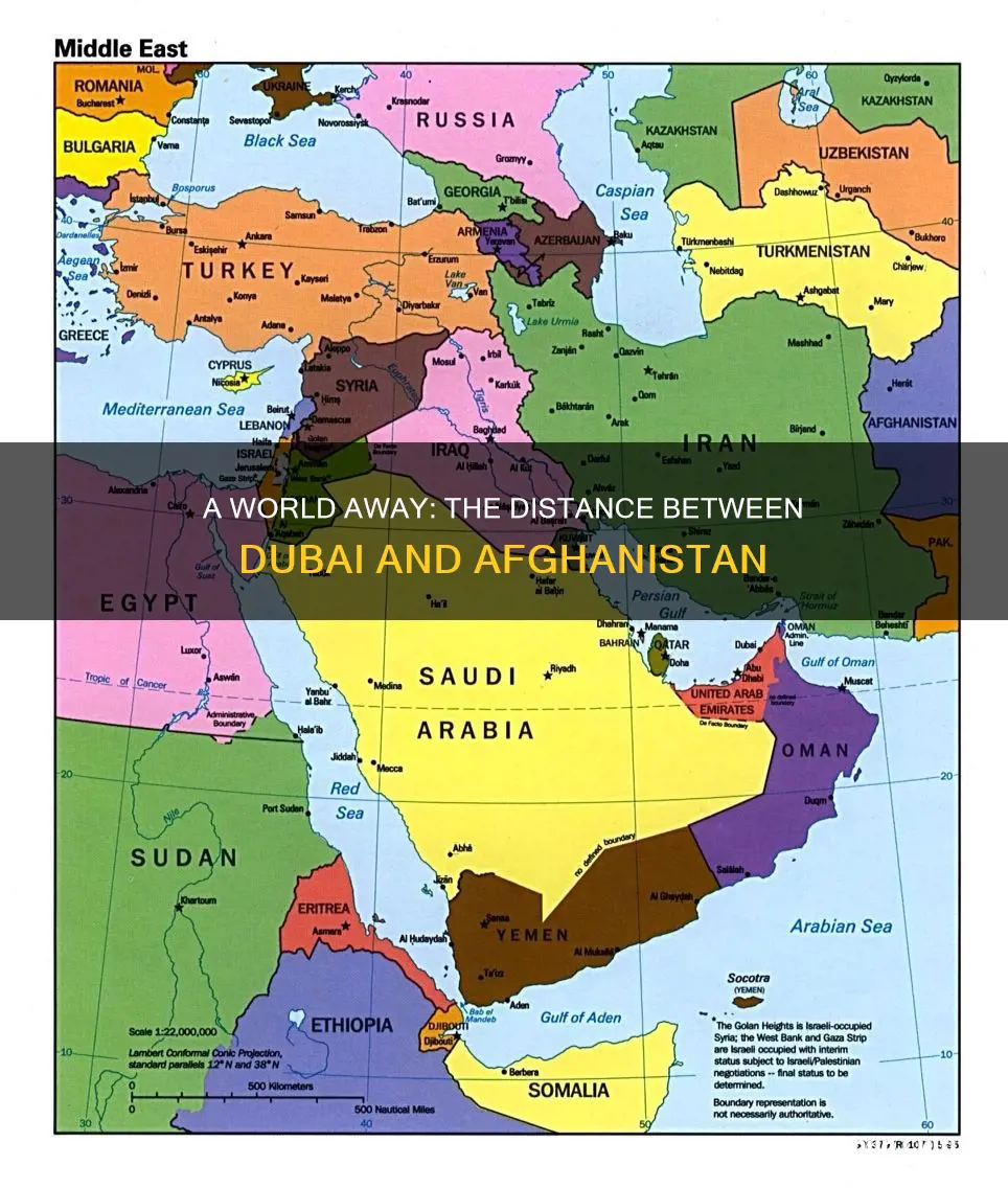 how far away is dubai from afghanistan