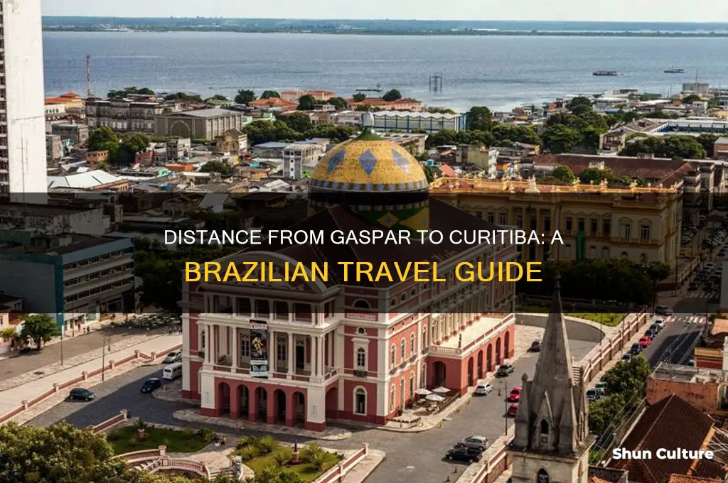 how far away is gaspar from curitiba brazil
