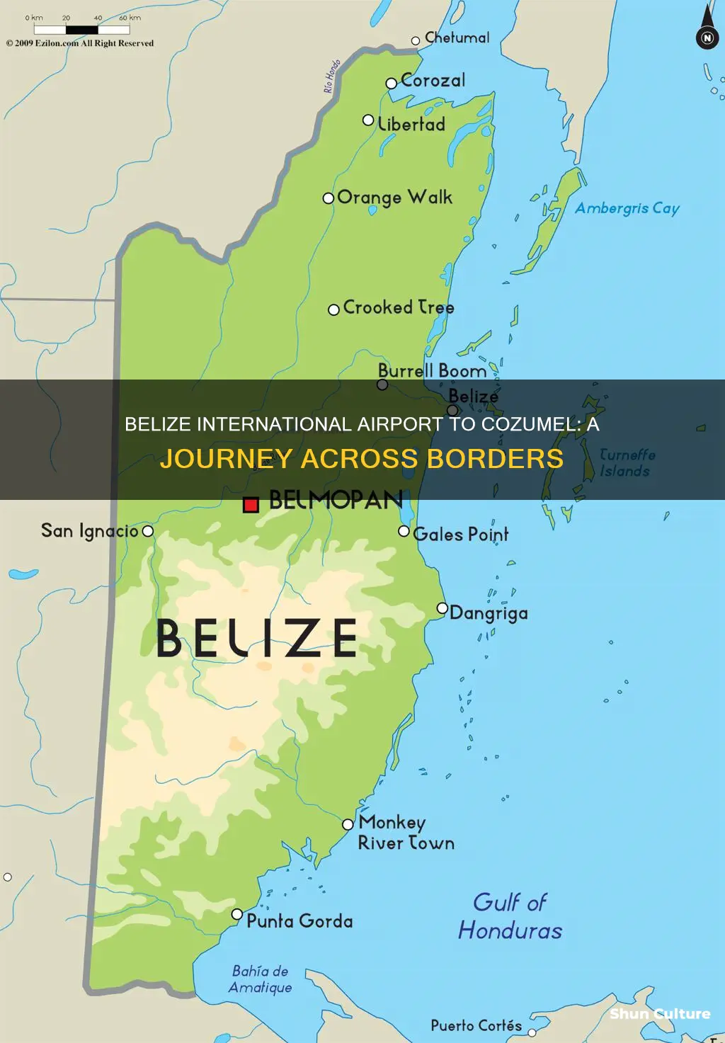 how far from belize international airport to cozumel