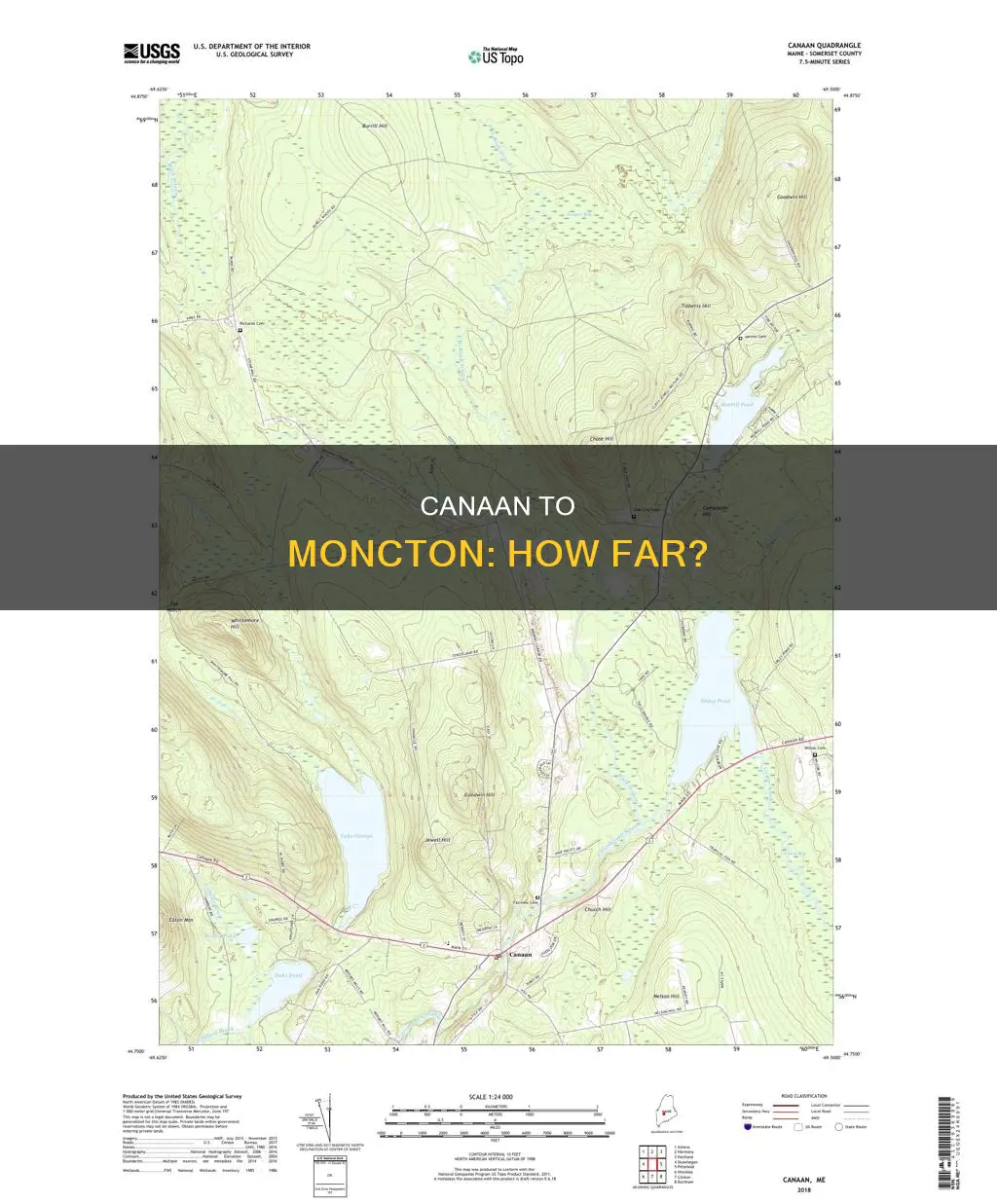 how far from canaan maine to moncton new brunswick