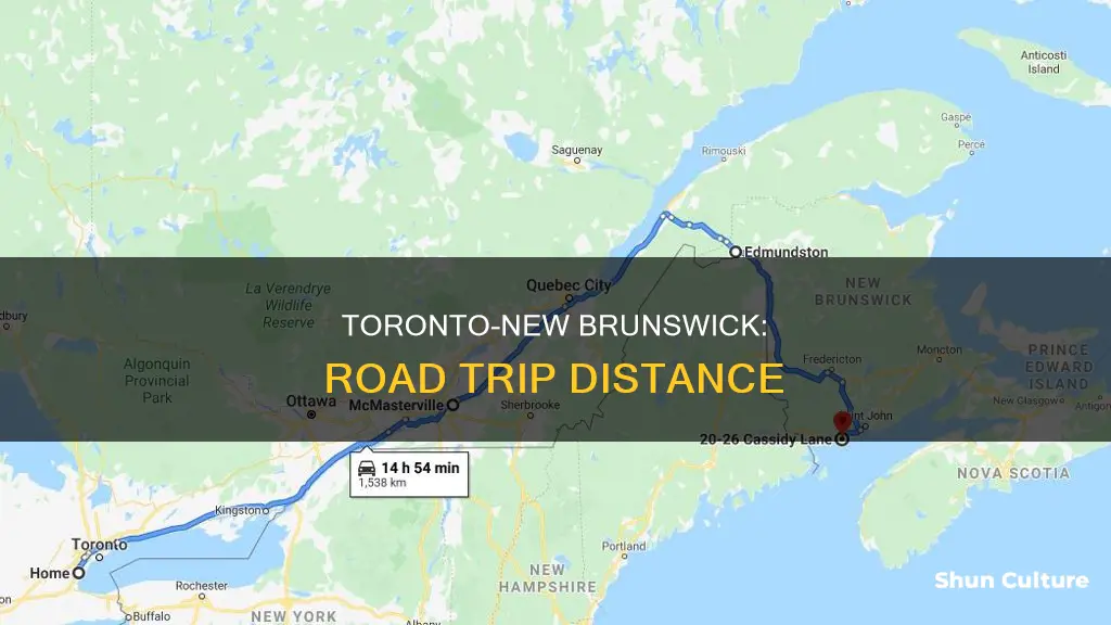 how far from new brunswick to toronto