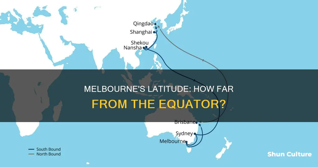 how far from the equator is melbourne australia in latitude