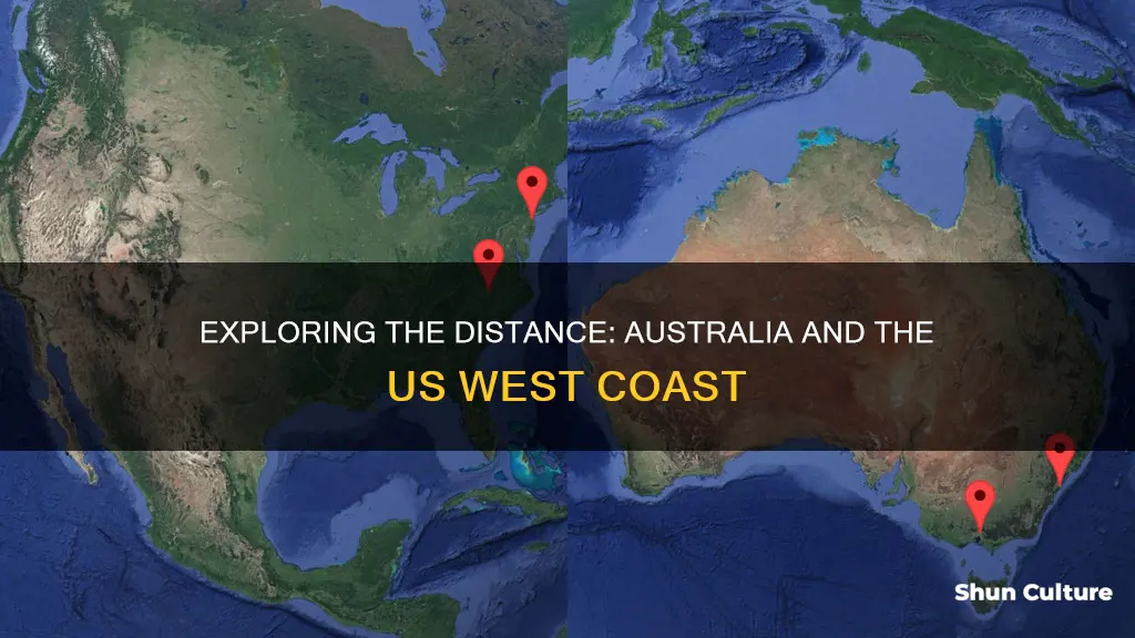 how far is australi from the west coast of us