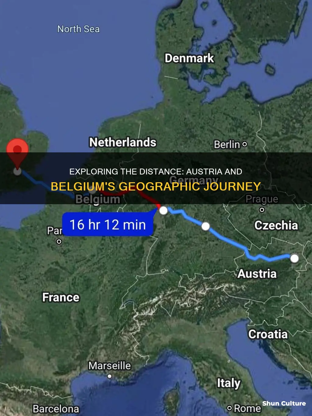 how far is austria from belgium