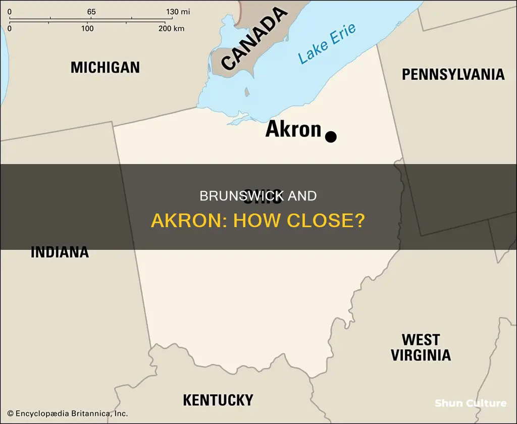 how far is brunswick ohio from akron ohio