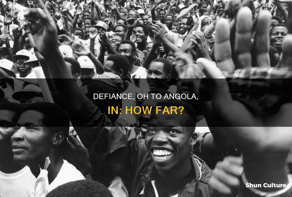 how far is defiance oh from angola in