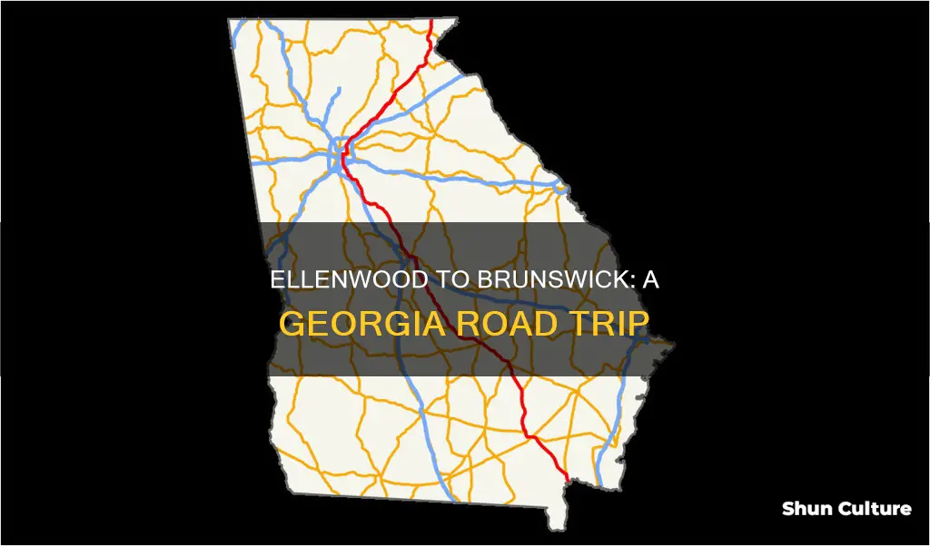 how far is ellenwood ga from brunswick ga