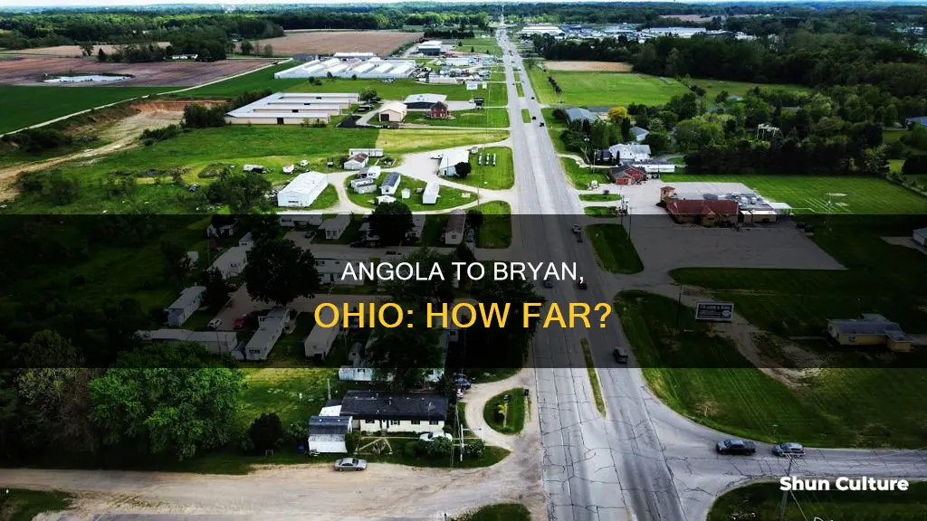 how far is it from angola in to bryan ohio