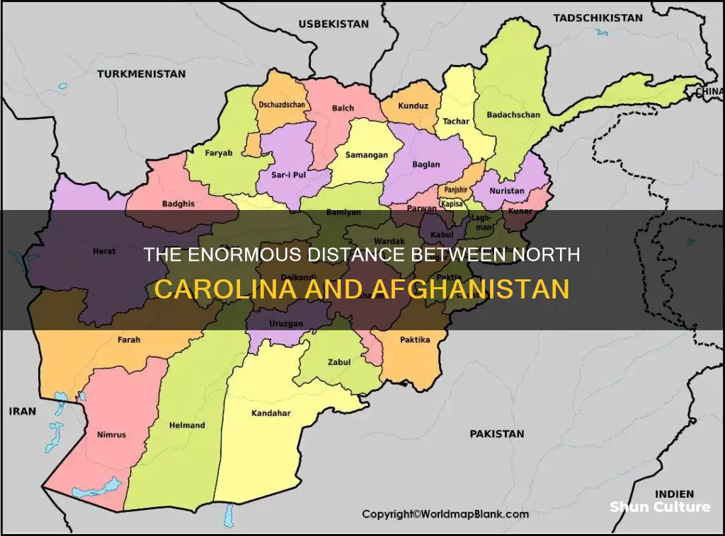 how far is it from north carolina to afghanistan